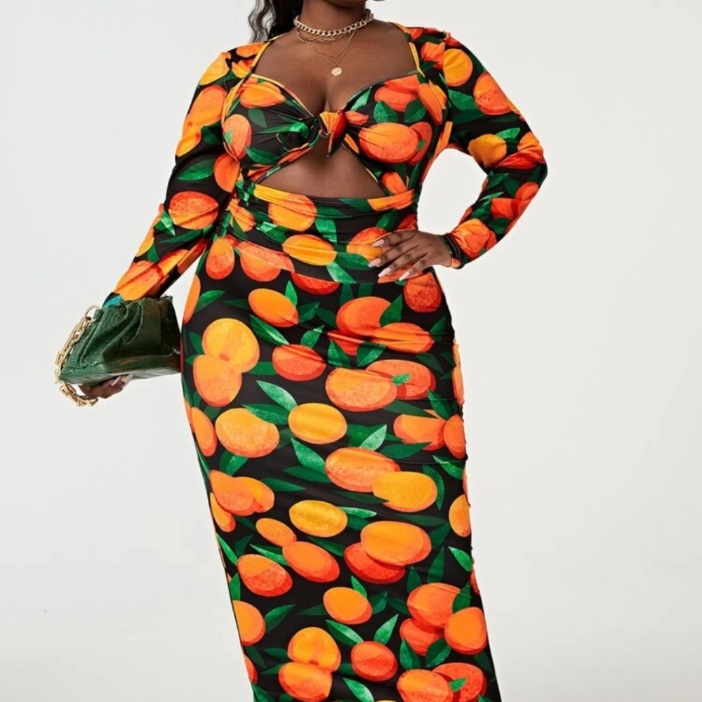 Shein Orange print dress